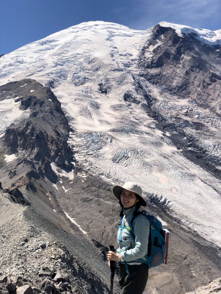 Xuan hiking in Mt Rainier National Park